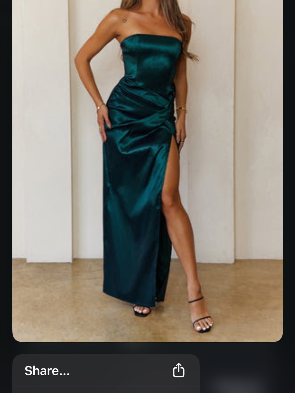 Hello Molly Teal Satin Strapless Gown with Side Slit